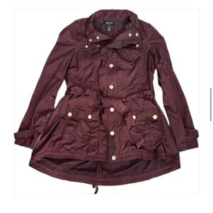 White House Black Market Burgundy Belted Jacket